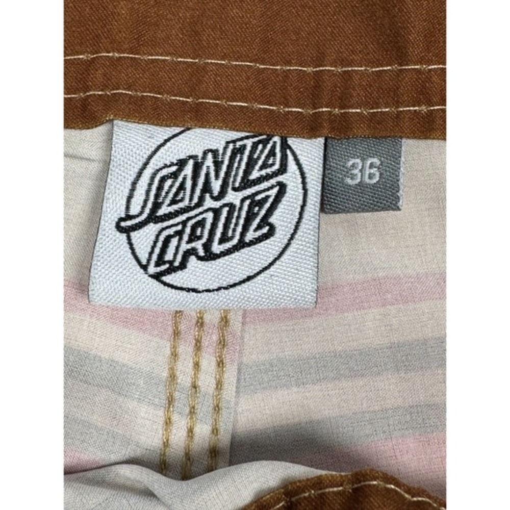 Santa Cruz Board Shorts Mens 36 Brown Red Tan Stripe Surf Swim Trunks Skate‎ - Picture 5 of 16
